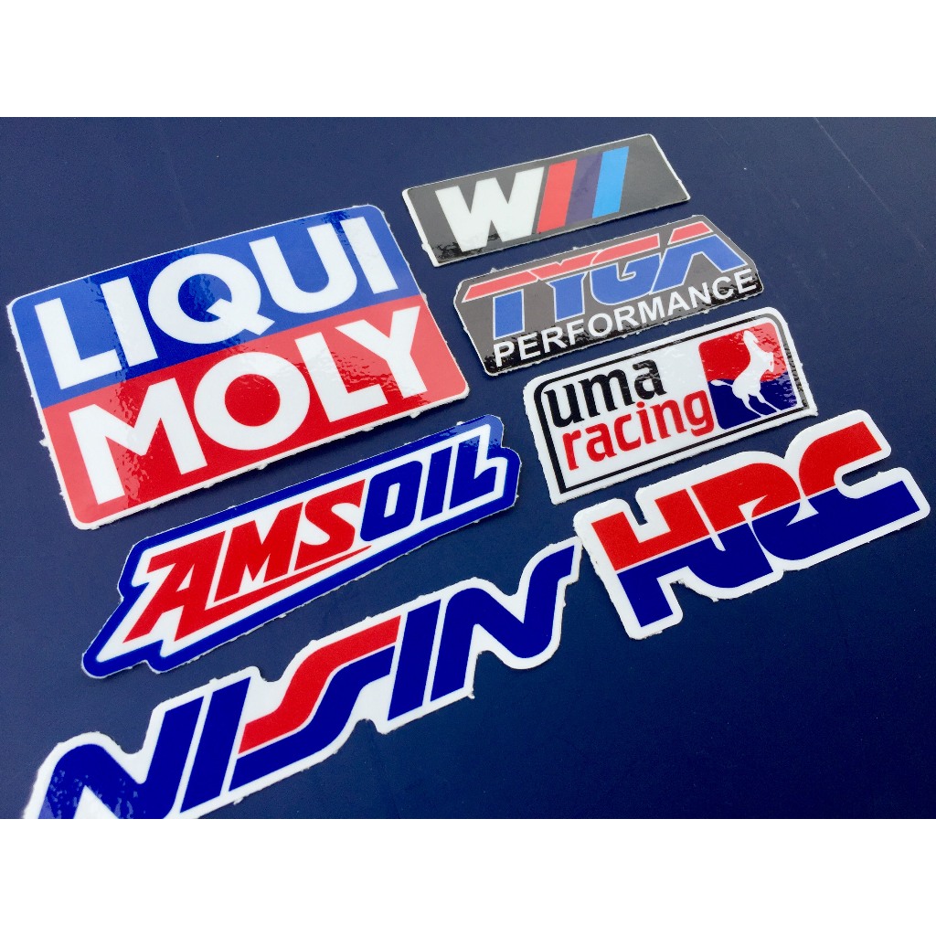 Bộ 7 logo xanh đỏ, decal dán xe máy, nón bảo hiểm... Sticker chống nước, bền màu. Hình dán đẹp