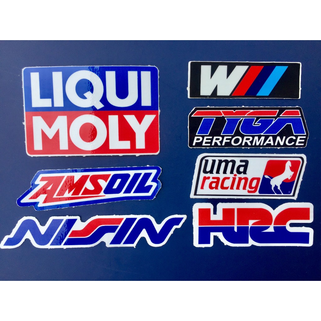 Bộ 7 logo xanh đỏ, decal dán xe máy, nón bảo hiểm... Sticker chống nước, bền màu. Hình dán đẹp