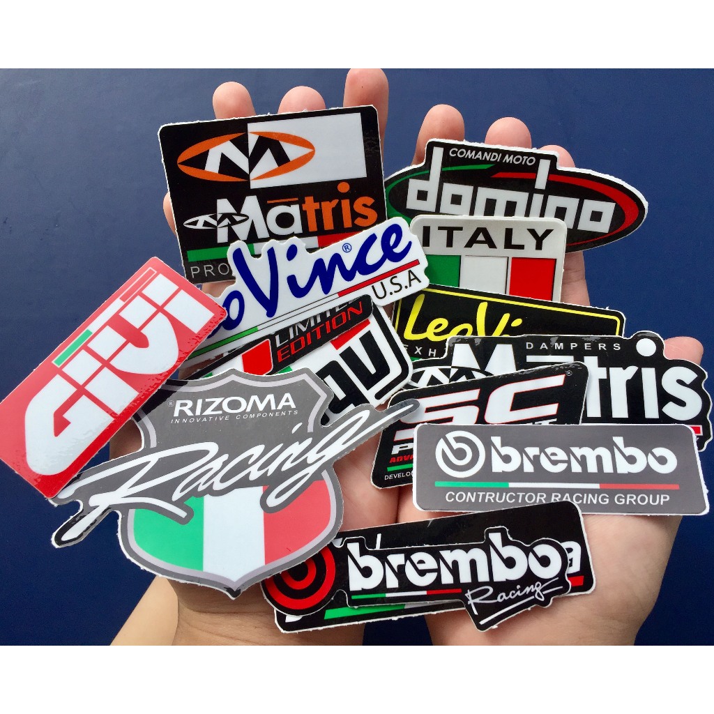 Bộ 15 logo sắc màu cờ Ý, decal dán xe máy, nón bảo hiểm... Sticker chống nước, bền màu. Hình dán đẹp