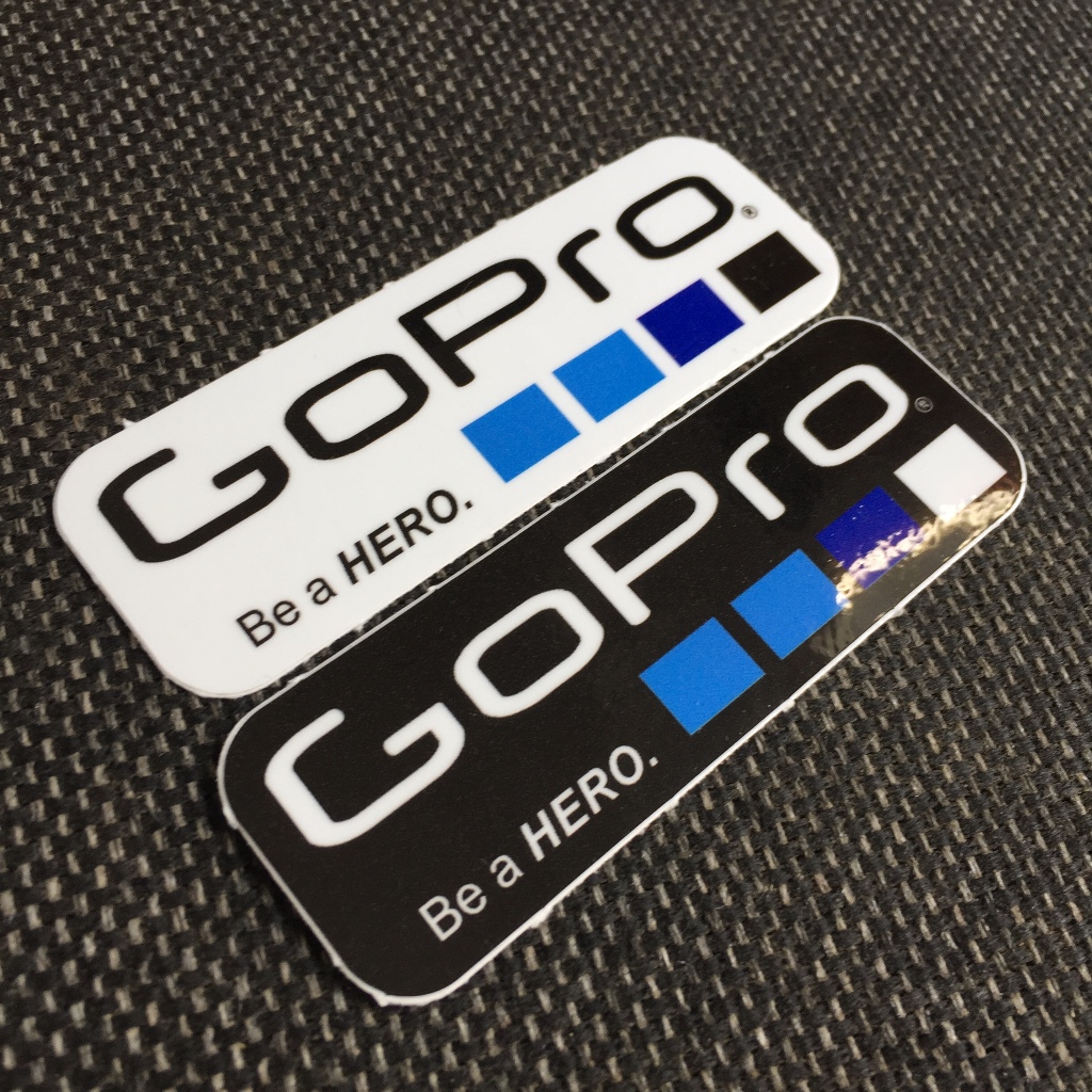 Gopro[9x3cm] decal cao cấp chống nước, sắc nét, bền màu, dính chặt. Hình dán logo trang trí mọi nơi, in theo yêu cầu