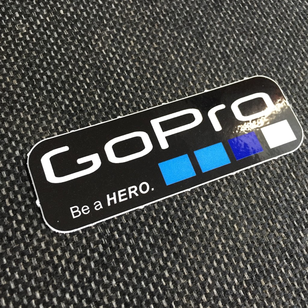 Gopro[9x3cm] decal cao cấp chống nước, sắc nét, bền màu, dính chặt. Hình dán logo trang trí mọi nơi, in theo yêu cầu