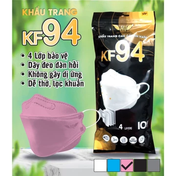 Combo Khẩu trang 4D KF94 HM pro mask 4 lớp kháng khuẩn, chống bụi mịn, khẩu trang chống nắng chính hãng