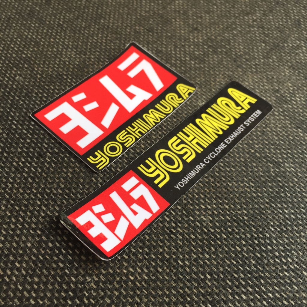 Logo YOSHIMURA[6.9x4.5cm] Hình dán decal siêu dính, chống nước, tem đua trang trí xe máy