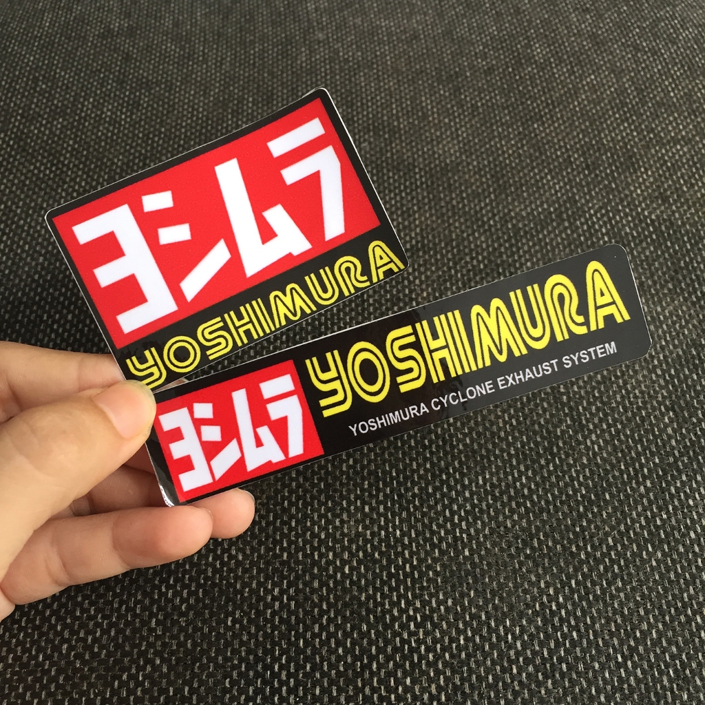Logo YOSHIMURA[6.9x4.5cm] Hình dán decal siêu dính, chống nước, tem đua trang trí xe máy
