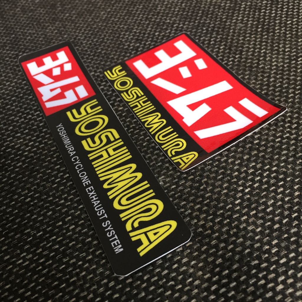 Logo YOSHIMURA[6.9x4.5cm] Hình dán decal siêu dính, chống nước, tem đua trang trí xe máy