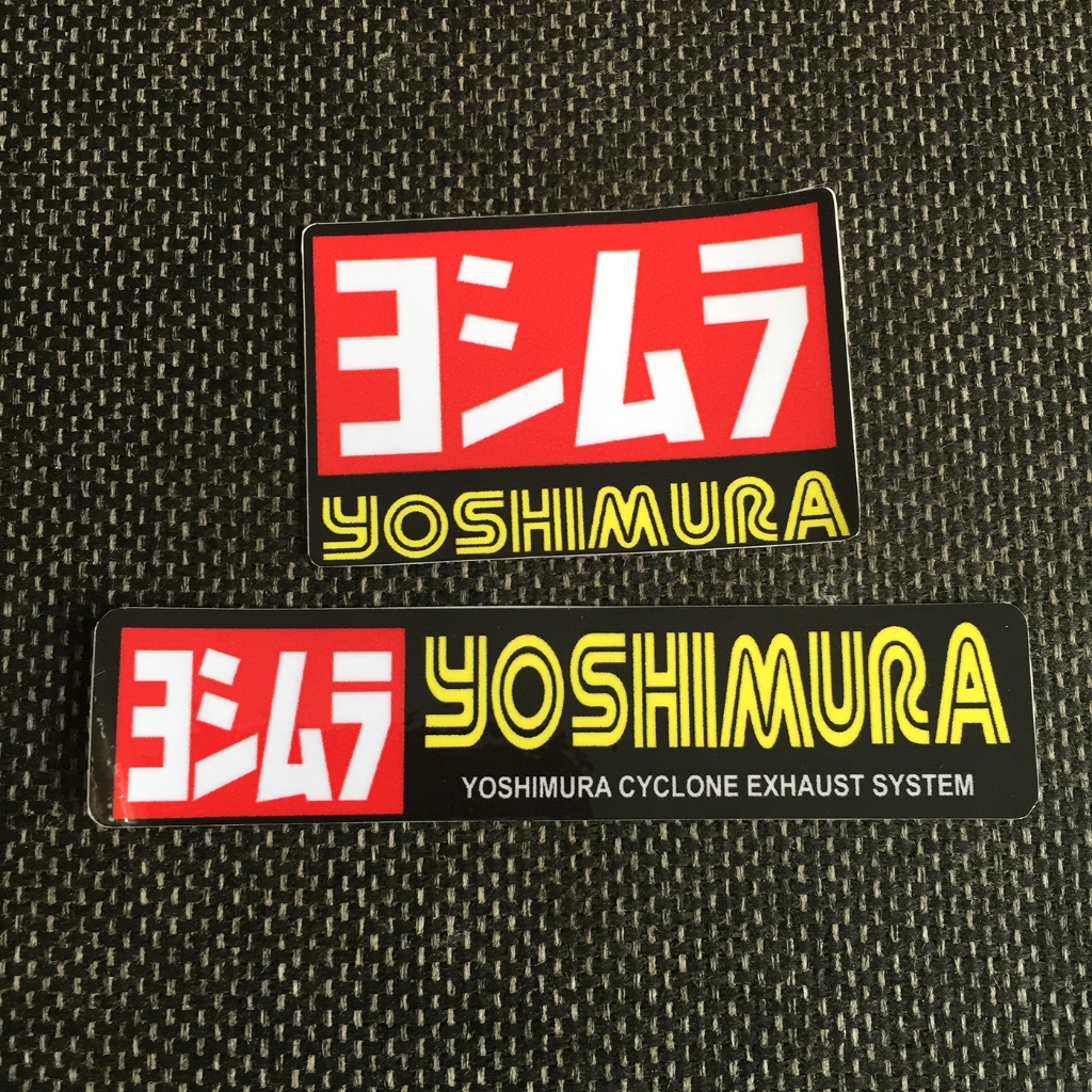 Logo YOSHIMURA[6.9x4.5cm] Hình dán decal siêu dính, chống nước, tem đua trang trí xe máy