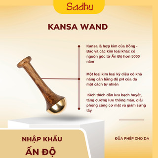 KANSA WAND_CÂY LĂN MASSAGE MẶT BẰNG ĐỒNG NÂNG CƠ TRẺ HÓA , ĐẢ THÔNG KINH LẠC (NHẬP KHẨU ẤN ĐỘ )