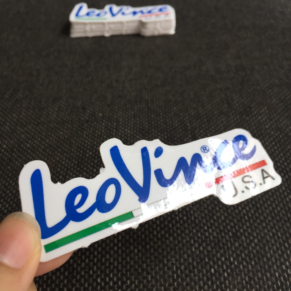 LEOVINCE[9x3.6cm] decal cao cấp chống nước, sắc nét, bền màu, dính chặt. Hình dán logo trang trí, in theo yêu cầu