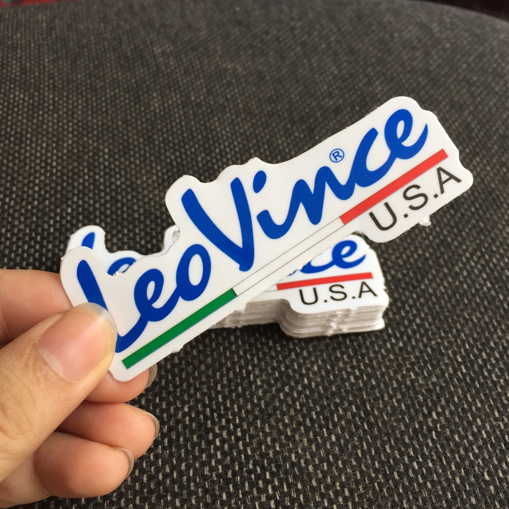 LEOVINCE[9x3.6cm] decal cao cấp chống nước, sắc nét, bền màu, dính chặt. Hình dán logo trang trí, in theo yêu cầu