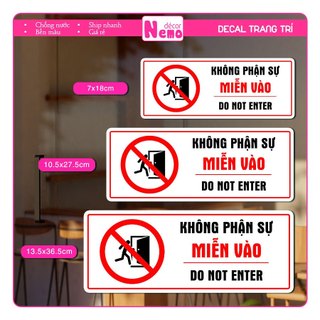 Decal Không Phận Sự Miễn Vào, Cấm Vào, Bảng Thông Báo Nhắc Nhở, Decal Dán Chống Nước Chịu Nhiệt Tốt.