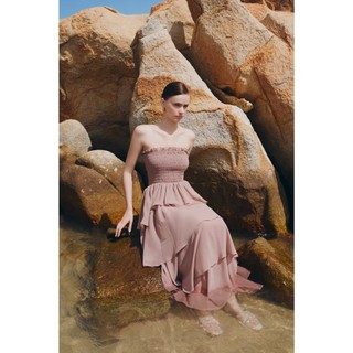 Đầm OLV cúp ngực maxi ôm tôn dáng xếp tầng bèo bồng bềnh Mauve Chiffon Ruffled Cup Dress đi biển