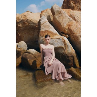 Đầm OLV cúp ngực maxi ôm tôn dáng xếp tầng bèo bồng bềnh Mauve Chiffon Ruffled Cup Dress đi biển