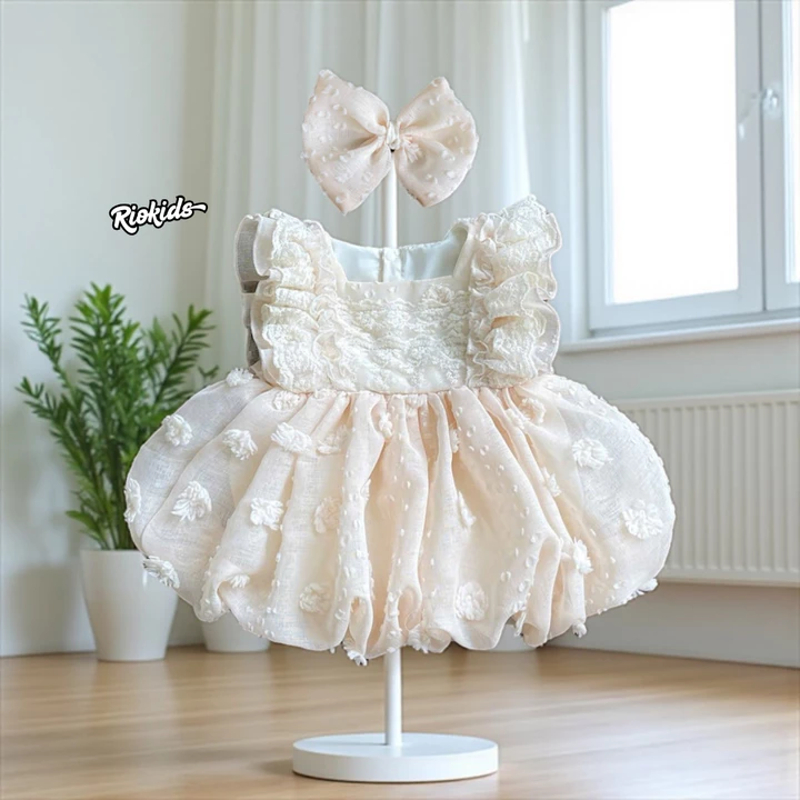 Girls' Beige Newborn Dress 3-11kg RIOKIDS BD256 – 11 kg