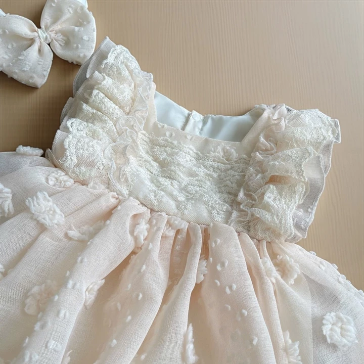 Girls' Beige Newborn Dress 3-11kg RIOKIDS BD256 – 11 kg – 3