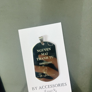 Dây chuyền inox mặt hình thẻ bài dogtag khắc chữ hình theo yêu cầu không gỉ CR02