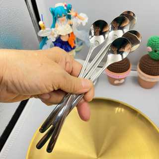 Inox 304 Set 5 Thìa Cà Phê Giot Nước Bạc 17cm Muỗng Ăn Kem Trà Sữa Trà Đào Đẹp Lung Limh