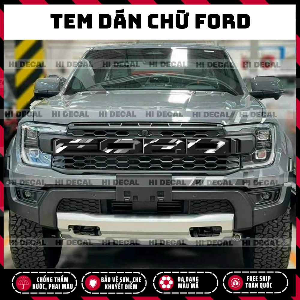 Decal chữ Ford dán mặt calang, decal dán calang Ford Ranger - Raptor trang trí tạo điểm nhấn bền màu