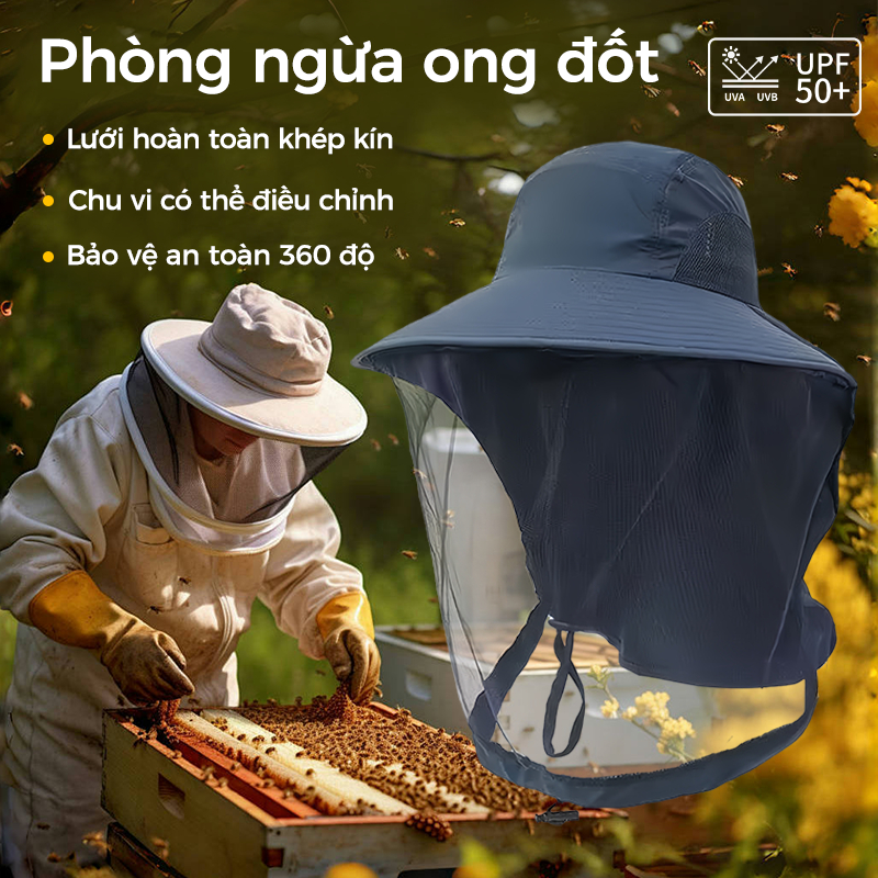Mũ che nắng mũ chống côn trùng mũ lưới chống muỗi Có Lưới Chống Muỗi Khi Vải Thoáng Khí Mát Mẻ Phòng ngừa ong đốt
