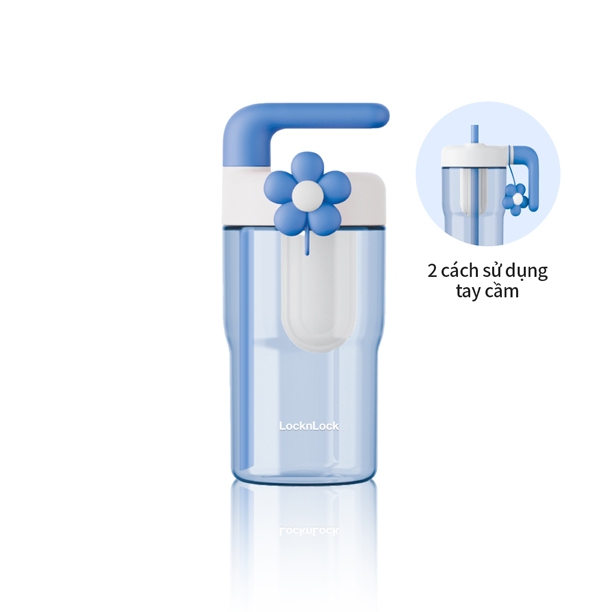 Bình Nước Nhựa Tritan LocknLock Handy Infuser Bottle ABF916 Dung Tích 770ml, Kèm Ống Hút, Hoa Trang Trí - K-MALL