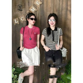 LT - Áo len giấy montoghi cổ bẻ, cổ đức polo hoạ tiết ngựa thêu cộc tay free size 1152