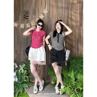 LT - Áo len giấy montoghi cổ bẻ, cổ đức polo hoạ tiết ngựa thêu cộc tay free size 1152