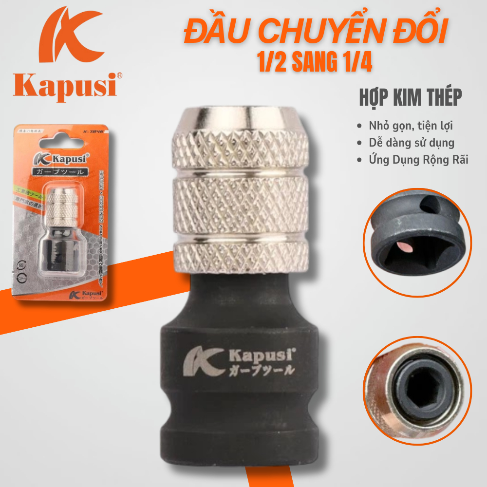 Đầu Chuyển Đổi 1/2 Sang 1/4 Chuôi Lục Giác - Adapter Siết Bulong Hợp Kim Thép Siêu Bền