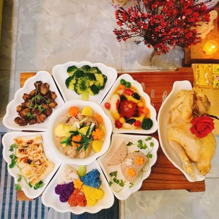 Bộ bát đĩa hoa mặt trời trắng trơn nhựa  - Bộ bát đĩa thắp hương thờ cúng
