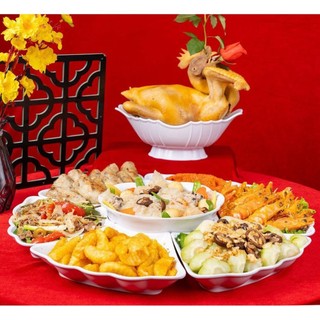 Bộ bát đĩa hoa mặt trời trắng trơn nhựa  - Bộ bát đĩa thắp hương thờ cúng