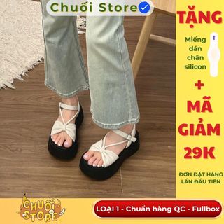 Dép quai hậu nữ da PU tổng hợp dệt vải đế cao su nữ tính dịu dàng êm ái dễ đi