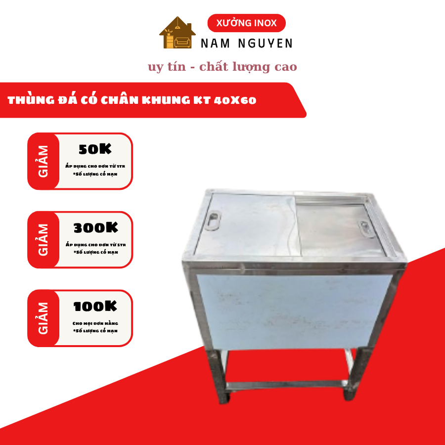 Thùng đá inox giữ nhiệt 3 lớp – Thùng đá inox đựng nước đá, giữ lạnh lâu, bền đẹp