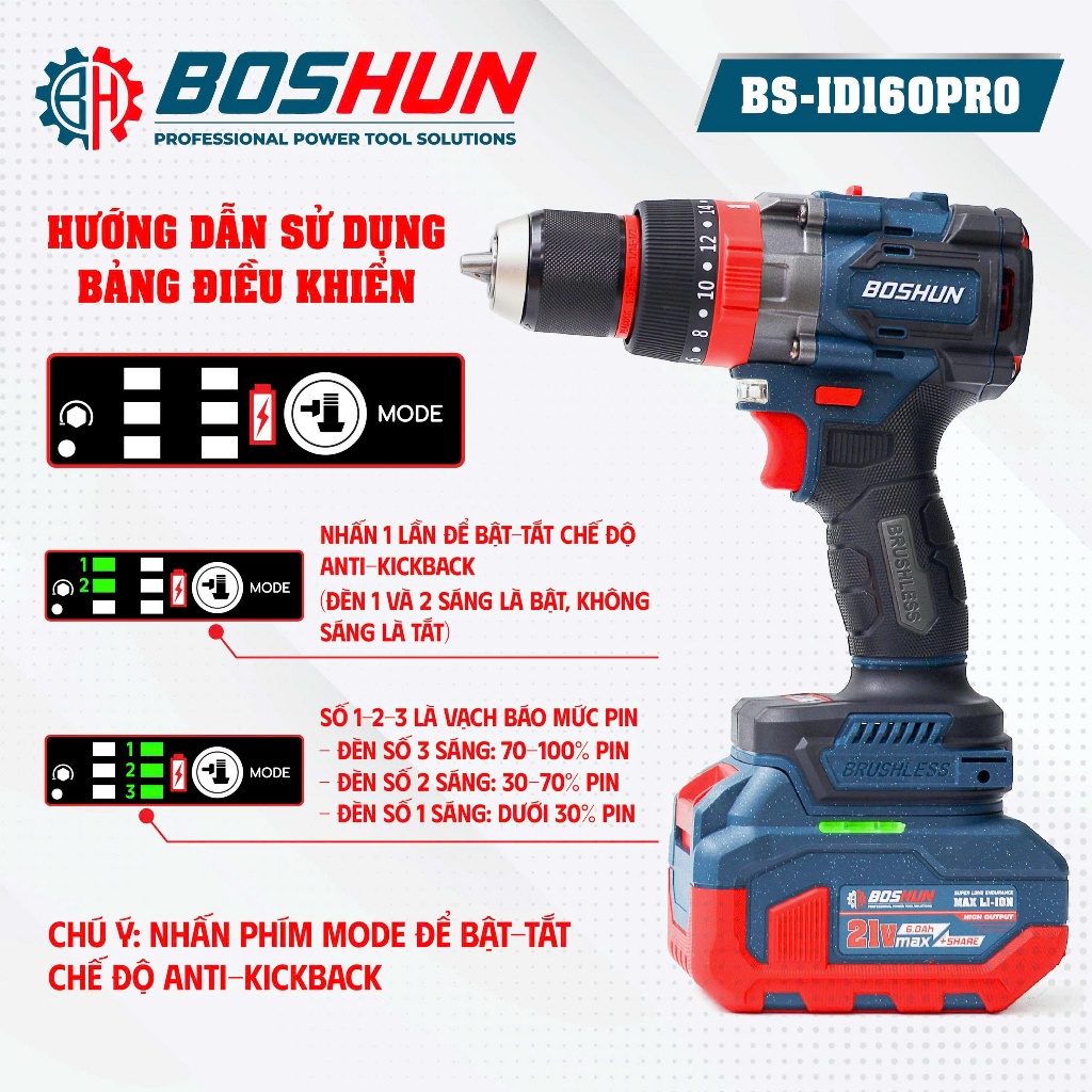[Chính Hãng] Máy Khoan Rút Lõi 160N Boshun BS-ID160PRO Có Antikickback Chuyên Rút Lõi, Khoan Bê Tông, Tường,...