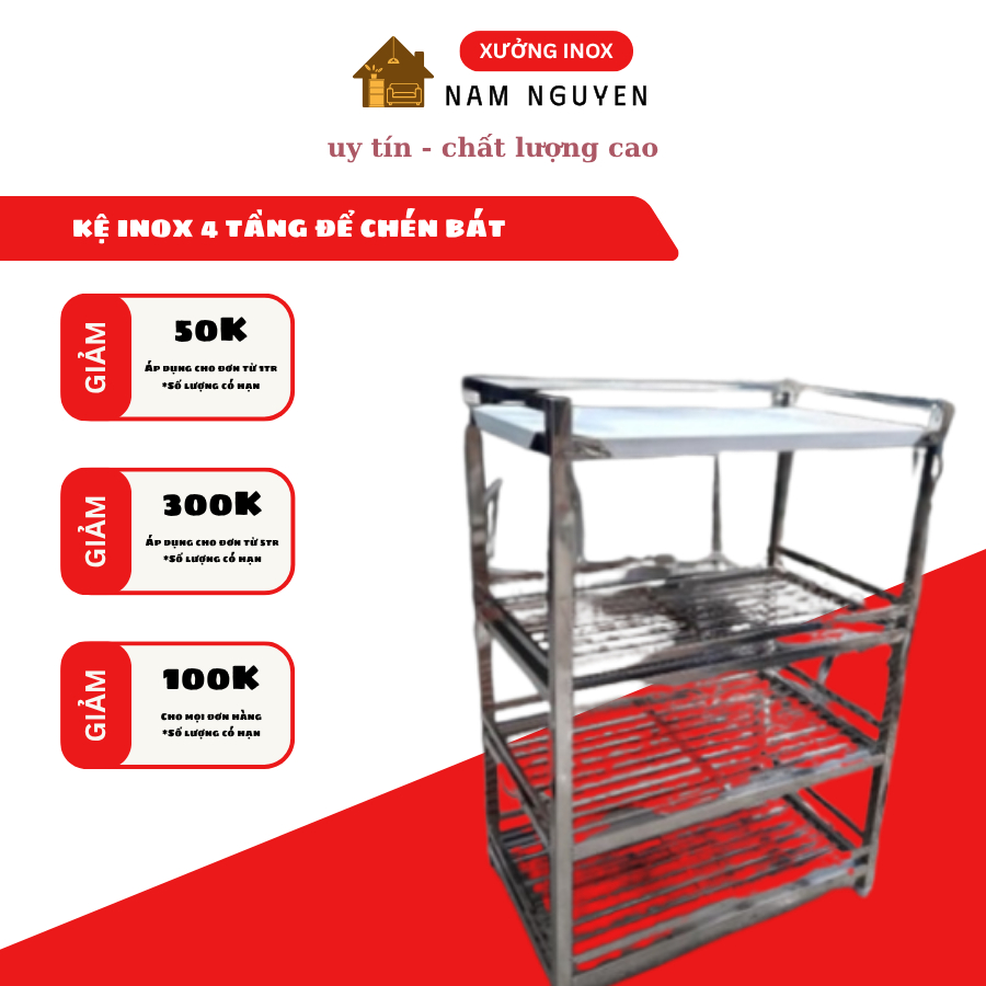 kệ inox thẻ đa năng để chén bát trong nhà bếp