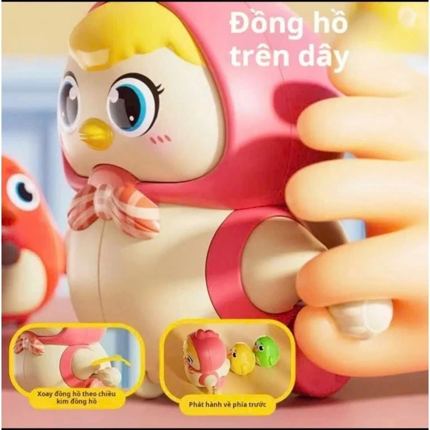 Đồ chơi vặn cót gà nối đuôi nhau vui nhộn cho bé, đồ chơi đàn gà từ tính nối đuôi xoay 360 độ