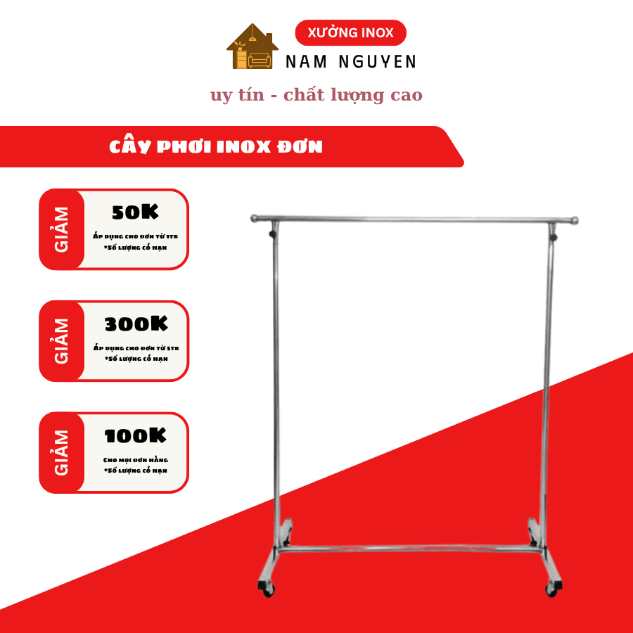 CÂY PHƠI INOX ĐƠN PHƠI QUẦN ÁO