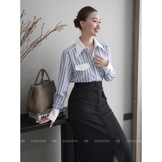 Chân váy nữ HAGOO dáng bút chì 1 hàng khuy xẻ trước phong cách công sở thanh lịch [CV695]