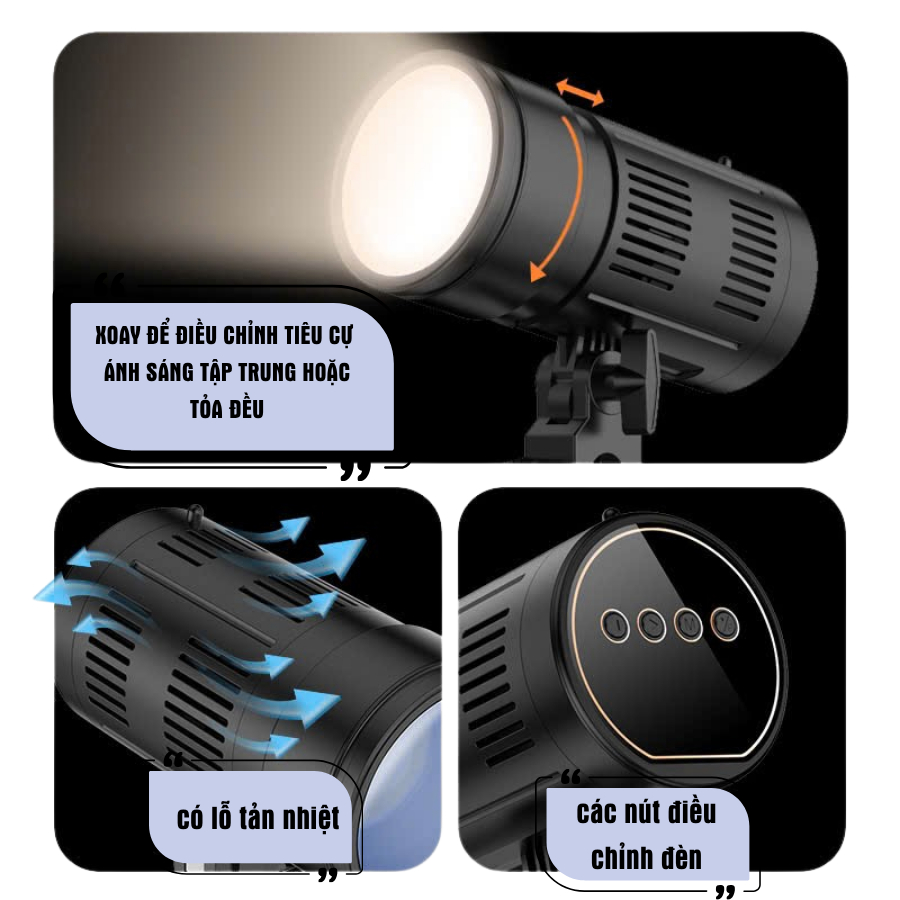 Đèn Giả Nắng , Đèn Spotlight Tạo Bóng Đổ Cho Studio, Chụp Hình, Quay Video Nghệ Thuật Kèm 5 Filter Màu Decor Background