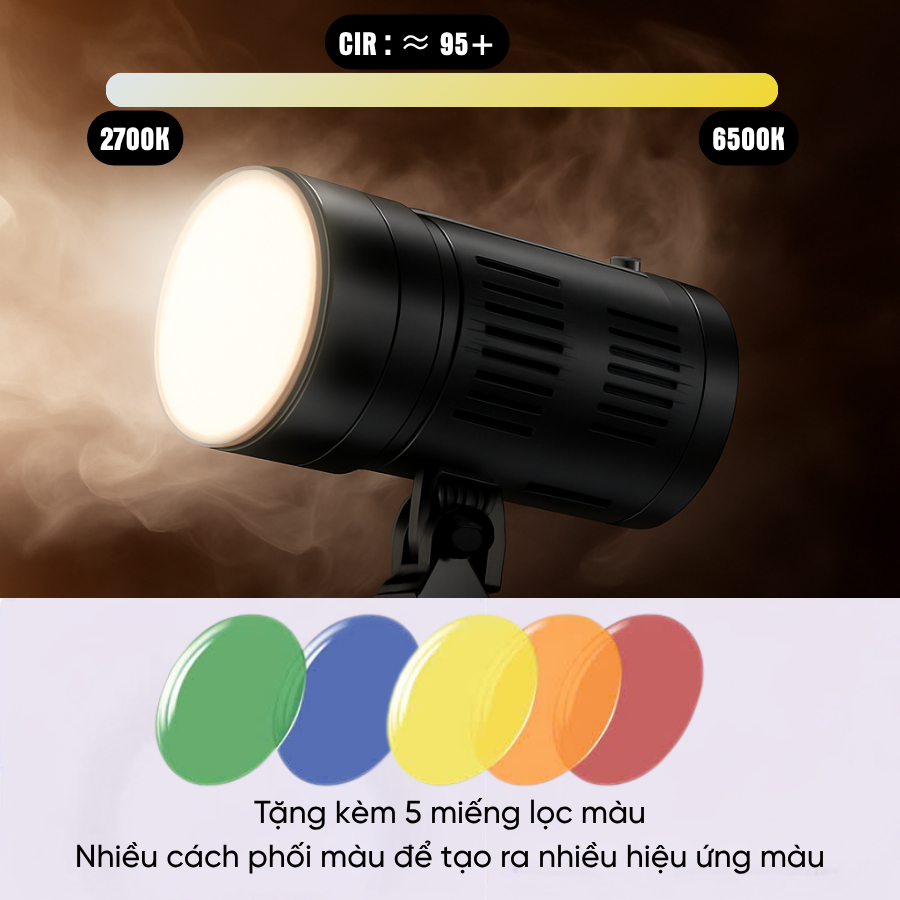 Đèn Giả Nắng , Đèn Spotlight Tạo Bóng Đổ Cho Studio, Chụp Hình, Quay Video Nghệ Thuật Kèm 5 Filter Màu Decor Background