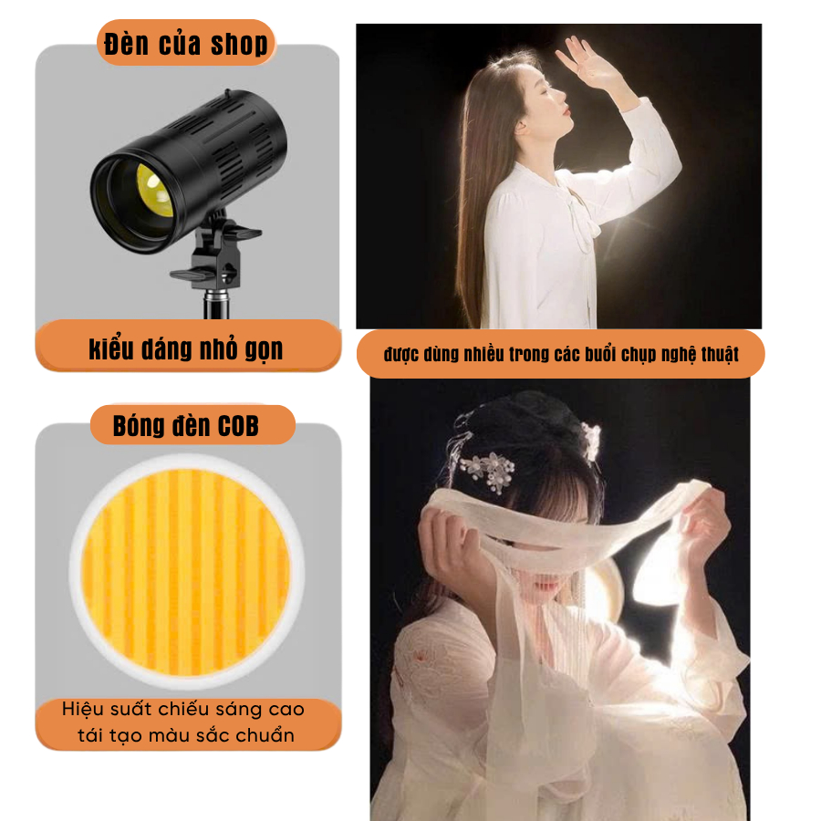 Đèn Giả Nắng , Đèn Spotlight Tạo Bóng Đổ Cho Studio, Chụp Hình, Quay Video Nghệ Thuật Kèm 5 Filter Màu Decor Background