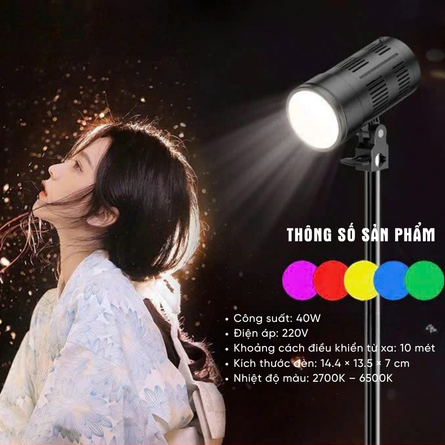 Đèn Giả Nắng , Đèn Spotlight Tạo Bóng Đổ Cho Studio, Chụp Hình, Quay Video Nghệ Thuật Kèm 5 Filter Màu Decor Background