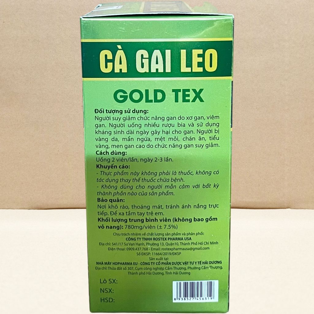 Combo 2 Hộp Cà Gai Leo Gold Tex Xanh Chai - Rostex - Hải Dương - Vitamin Chữa Lành