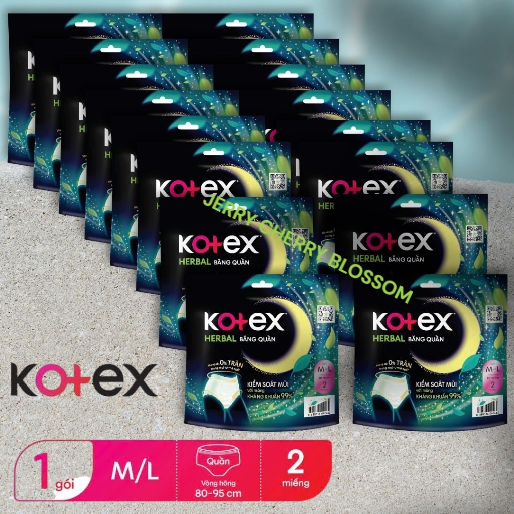 combo16 gói băng vệ sinh dạng quần thảo dược Kotex ML2/XL2