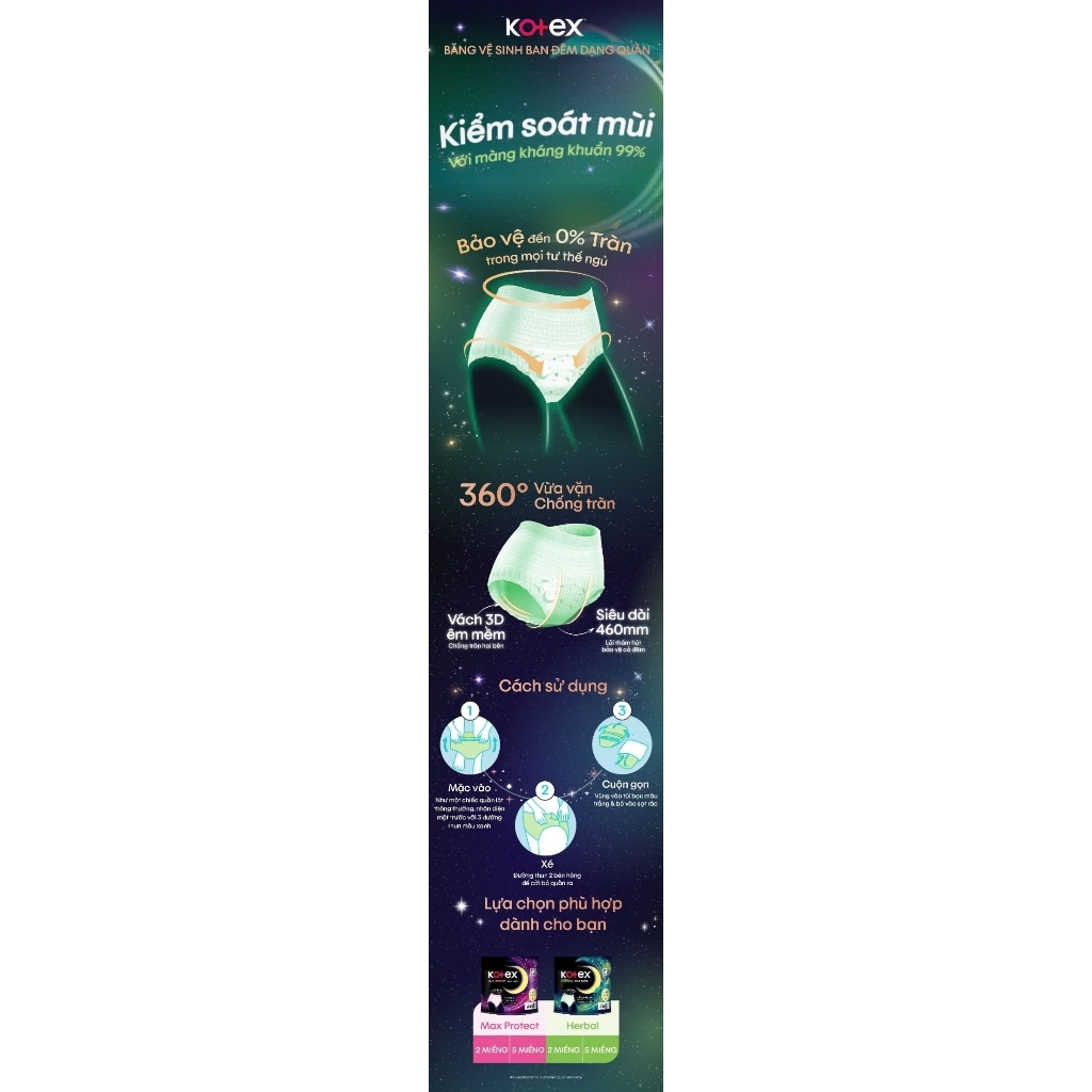 combo16 gói băng vệ sinh dạng quần thảo dược Kotex ML2/XL2