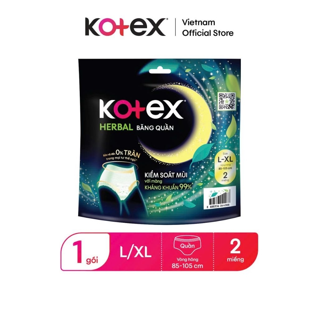 combo16 gói băng vệ sinh dạng quần thảo dược Kotex ML2/XL2