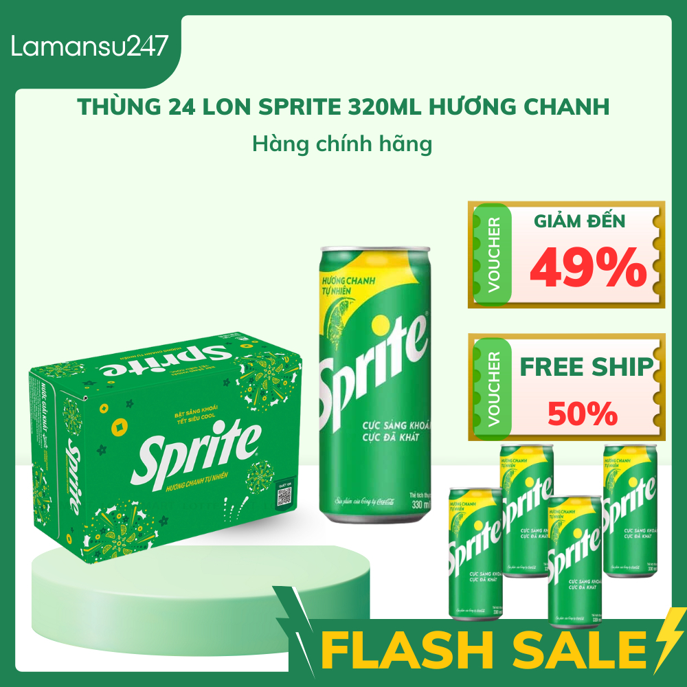 Thùng 24 Lon Sprite 320ml Hương Chanh | Nước Ngọt Vị Chanh Tươi Mát ...