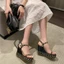 Dép Sandal Đế Xuồng Hở Mũi Đính Tán Thời Trang AG27