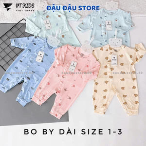 Set 3/5 Bộ Body Dài Tay Màu VT Cúc Bấm Thun Lạnh Mềm Mịn Cho Bé Sơ Sinh 3-9kg VT-BD04 Đậu Đậu Store