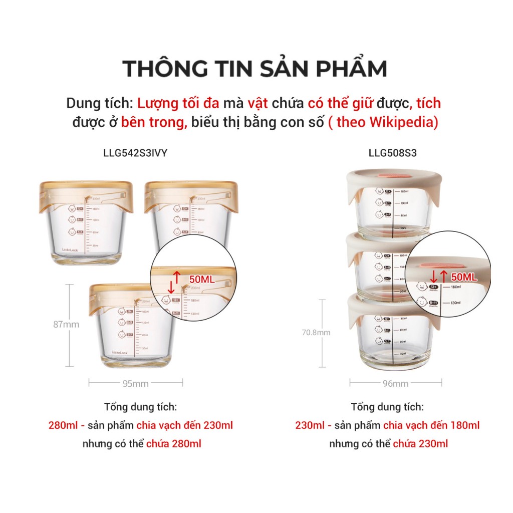 Hộp đựng thức ăn cho bé LocknLock 280ml LLG542 LLG542S3 , Chịu nhiệt tốt có vạch chia ml - K-MALL