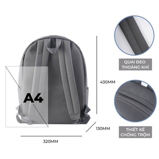 Balo Đi Học Nam Nữ BASIC Nhiều Ngăn Tiện Lợi, Balo Đựng Được Laptop 14 inch Chất Liệu Nhẹ Thoáng Khí BL0002