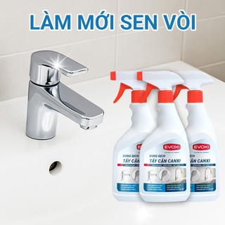 Combo Tẩy cặn canxi EVOXI, Chai xịt vệ sinh tẩy cặn canxi vòi sen, gương, vách kính, vòi bếp, chậu bếp, Lavabo, inox