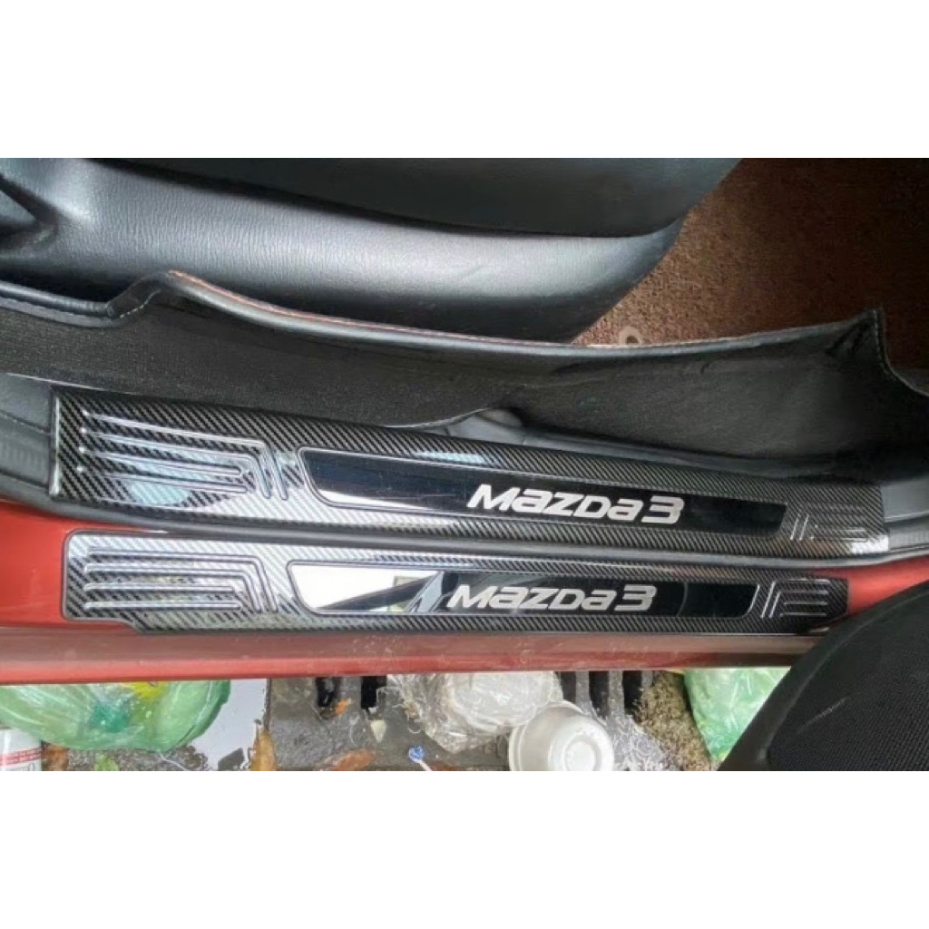 Ốp bậc cửa, nẹp bước chân xe Mazda 3 2015-2019 Carbon hàng cao cấp